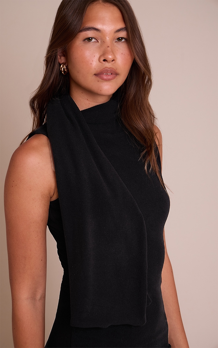 Black Wrap Neck Detail Maxi Dress image 4