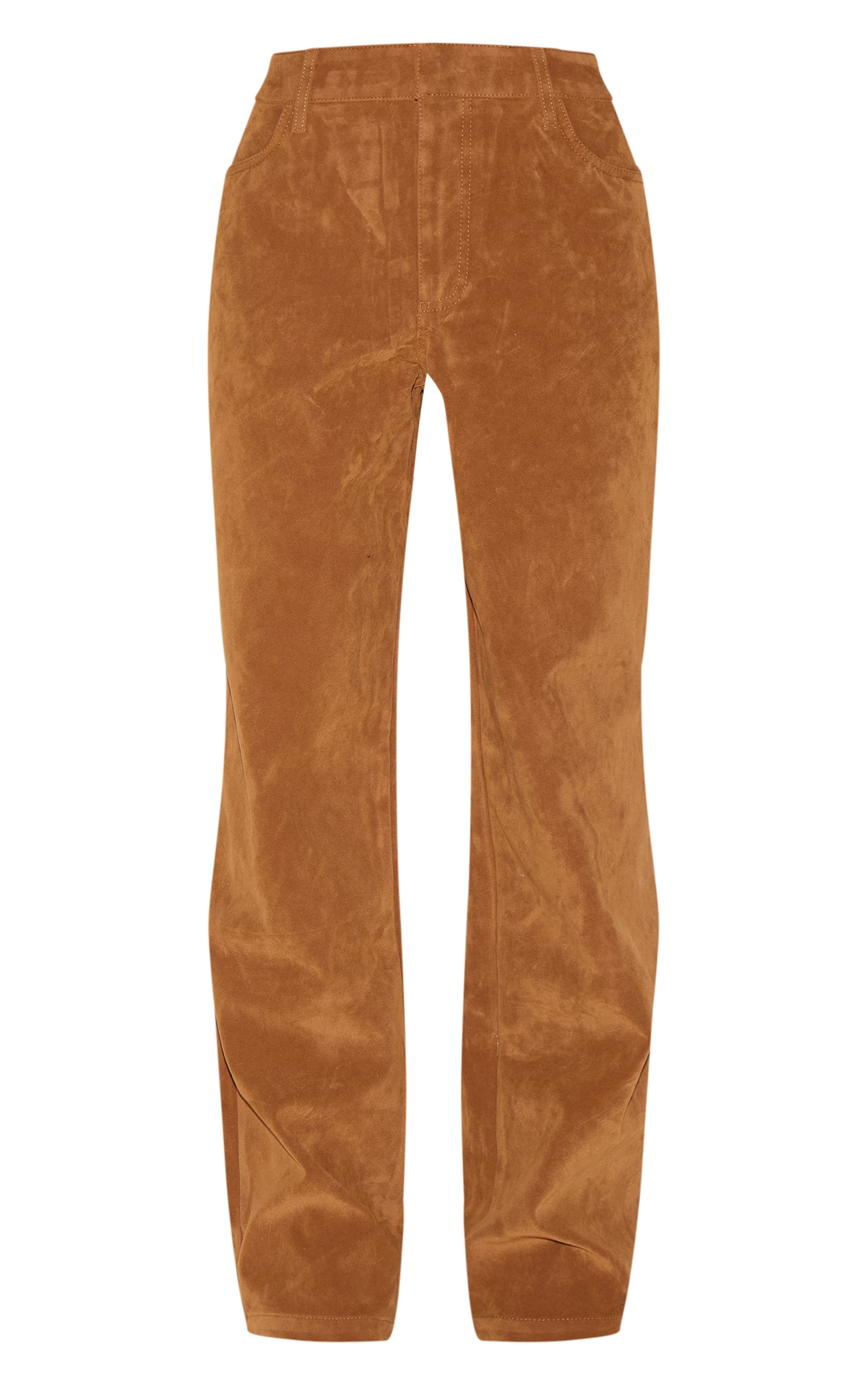 Petite Pantalon droit en suédine marron clair profond à taille mi-haute image 5