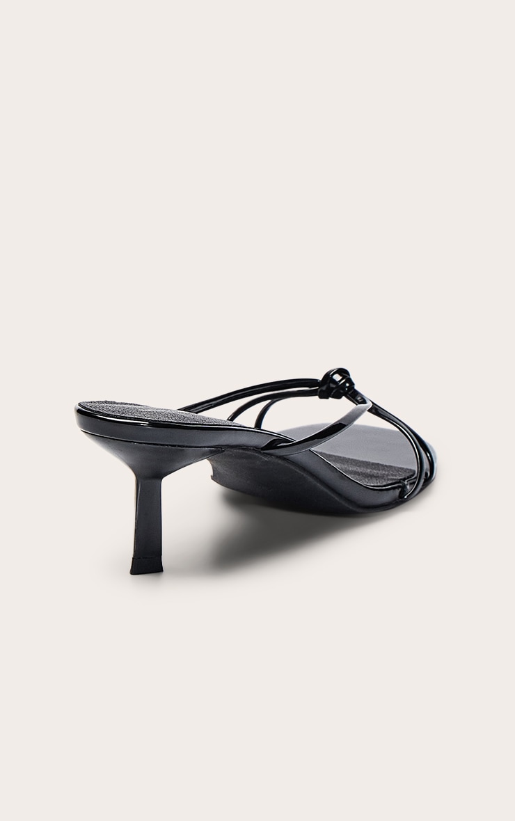 Mules vernies noires à talon et brides nouées image 4