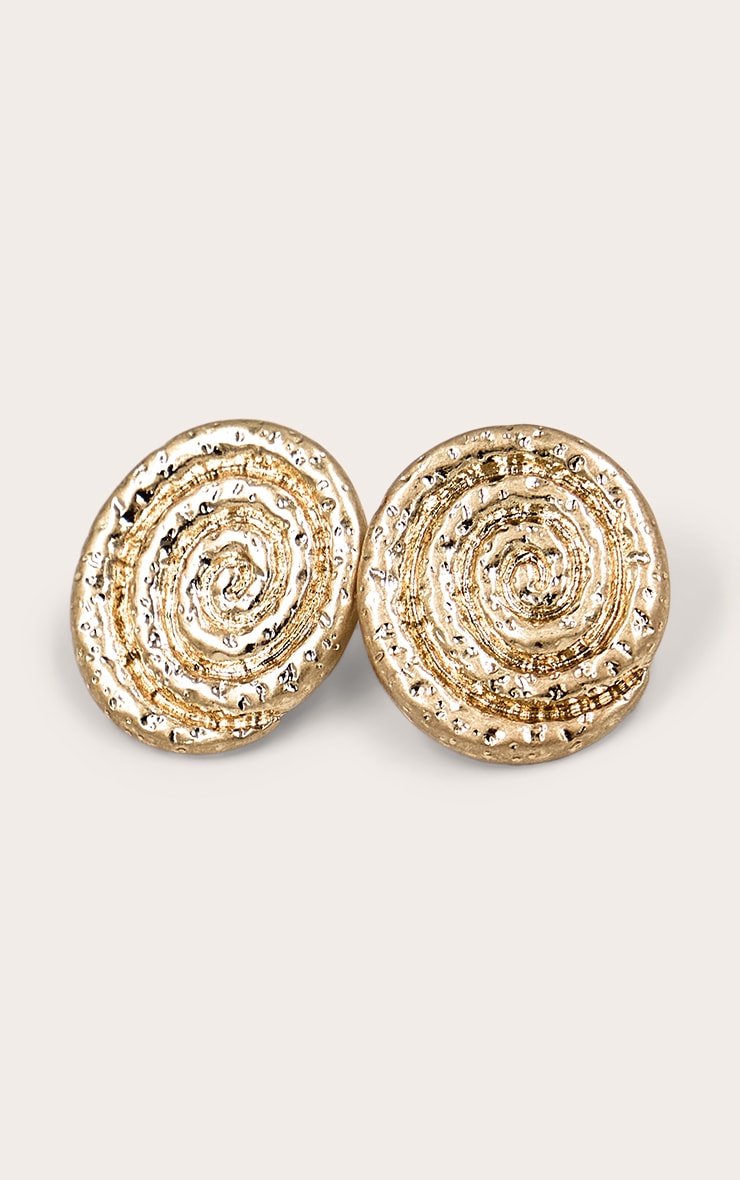 Boucles d'oreilles épaisses martelées dorées à tourbillons image 3