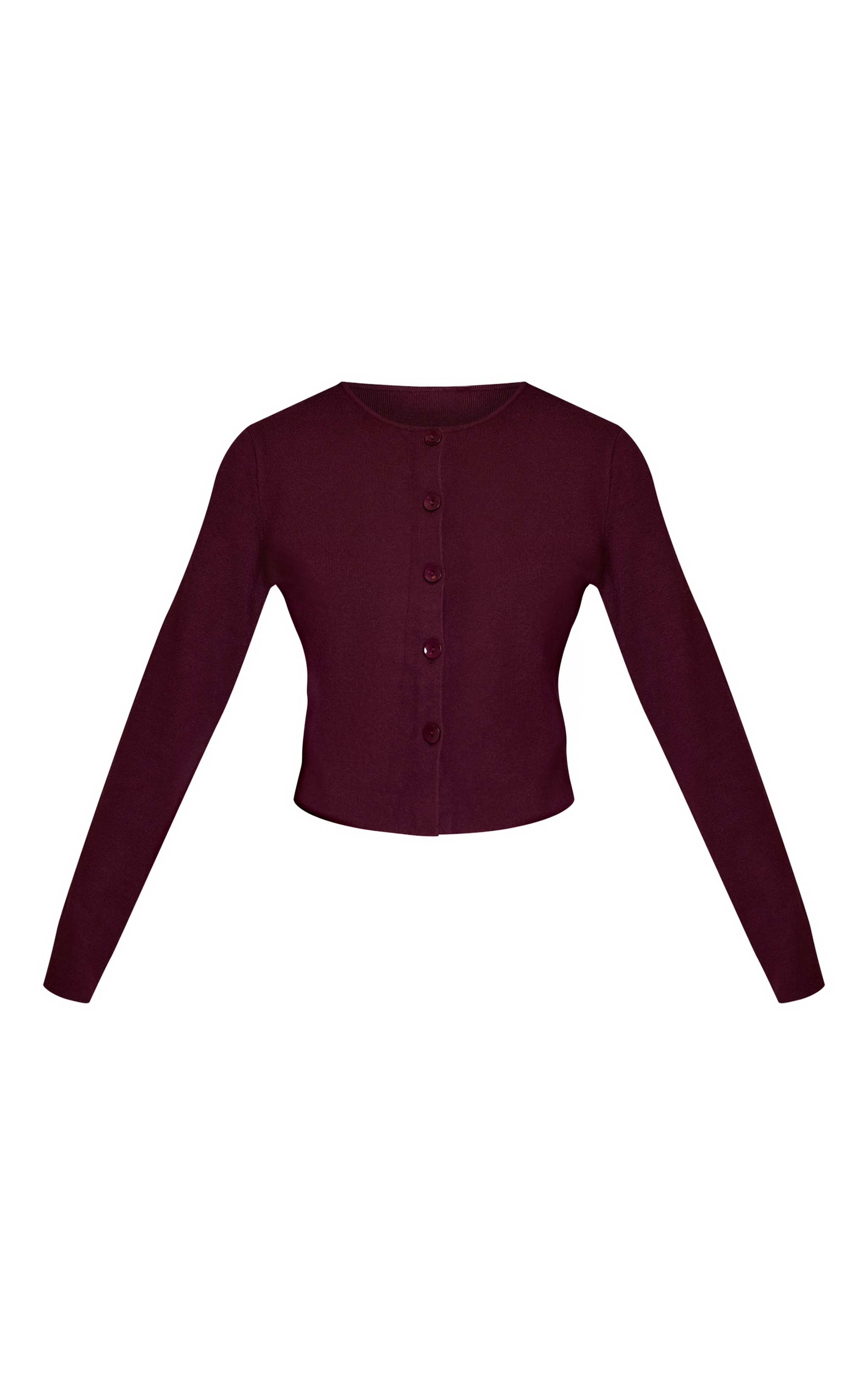 Dark Wine Compact Knit Collarless Cardigan image 5