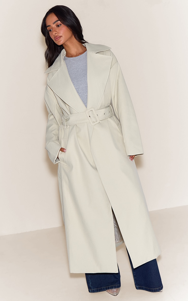  Petite Stone Tie Waist Trench Coat image 3