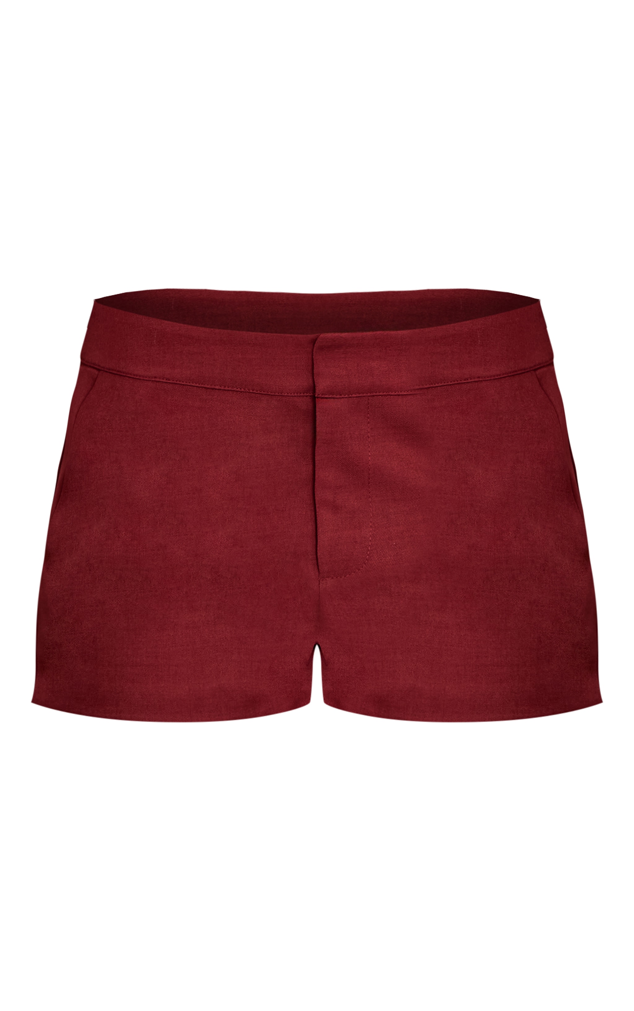 Burgundy Woven Mid Rise Tailored Shorts image 6