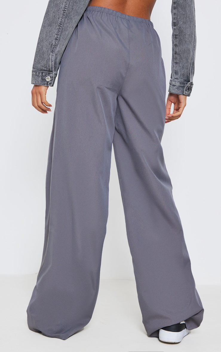 Tall Slate Drawstring Waist Wide Leg Trousers image 3