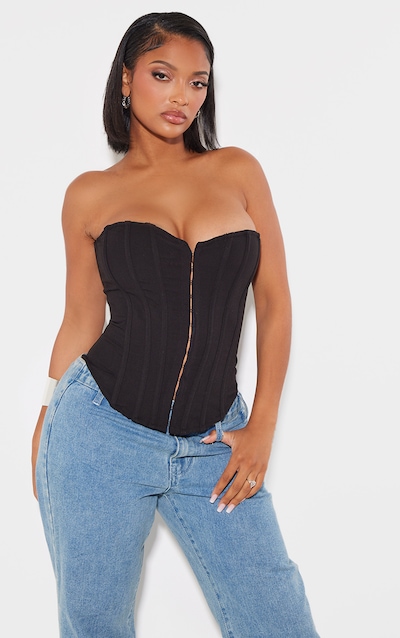 Shape Black Lace Up Back Woven Corset