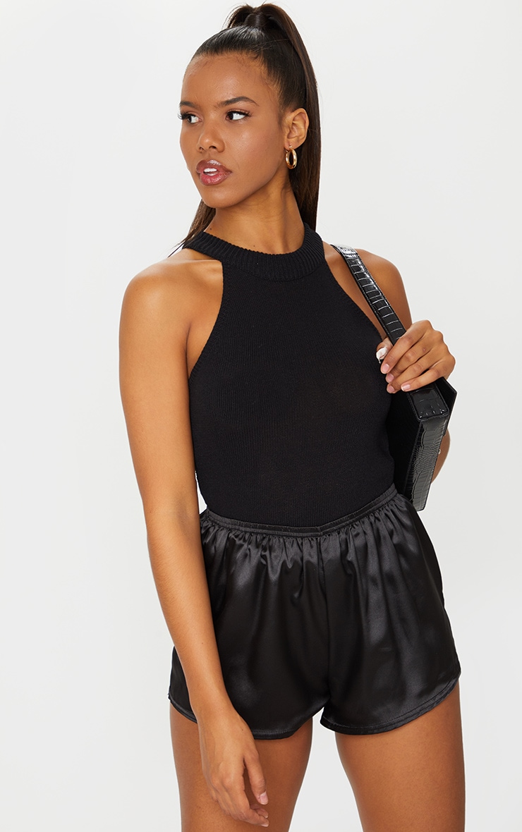 Black Runner Satin Shorts