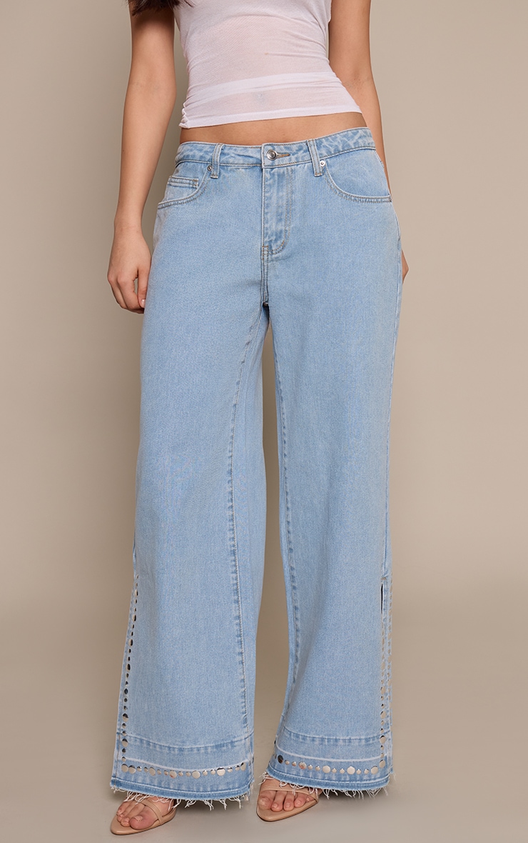 Vintage Studded Split Hem Jeans image 2