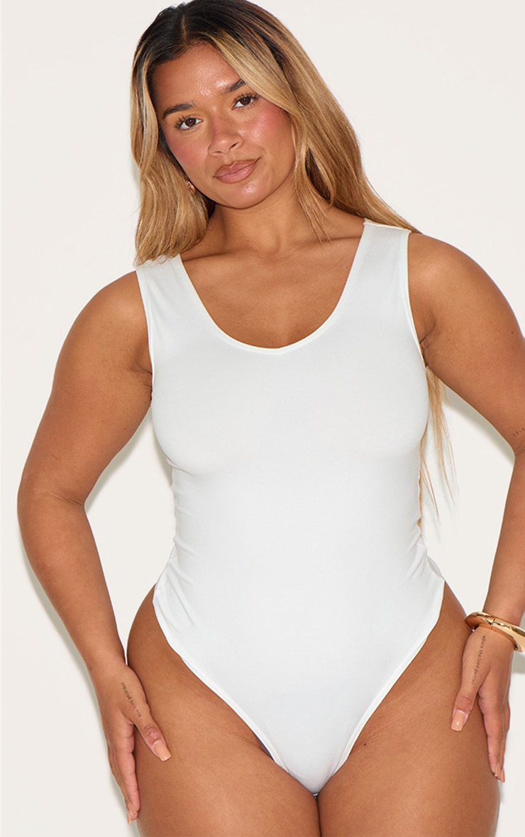 Shape White Sculpted V Neck Sleeveless Bodysuit image 2