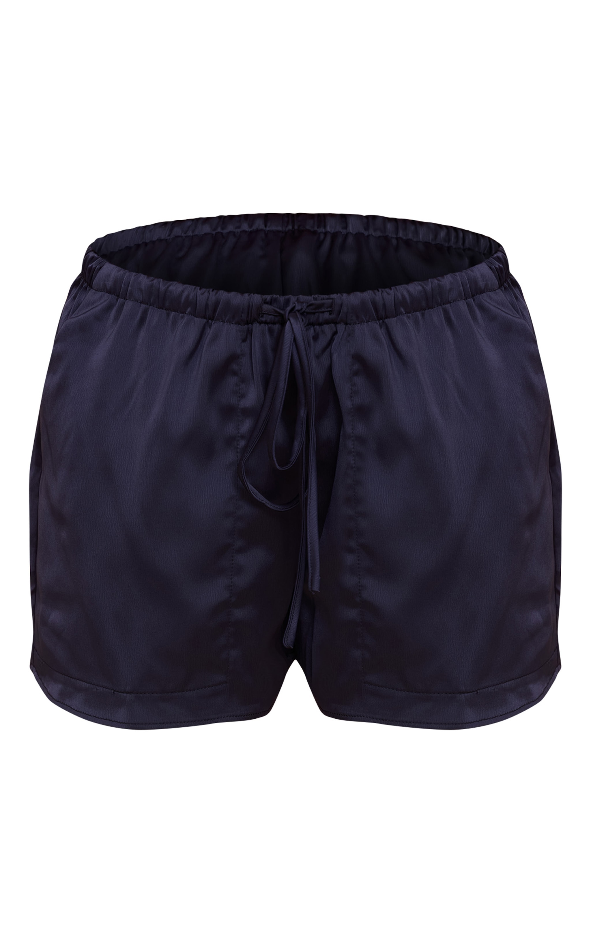 Navy Satin Drawstring Shorts image 6