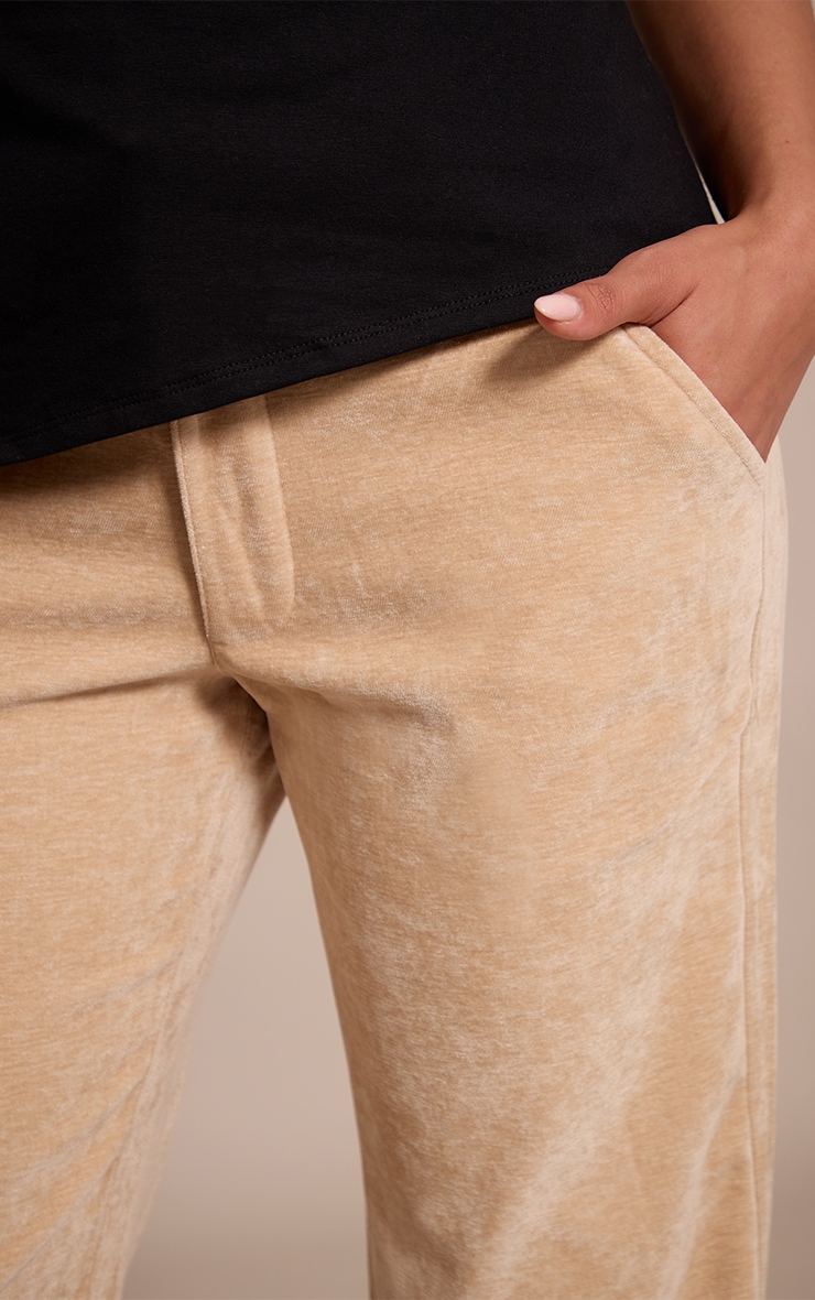 Camel Velour Straight Leg Pants image 4