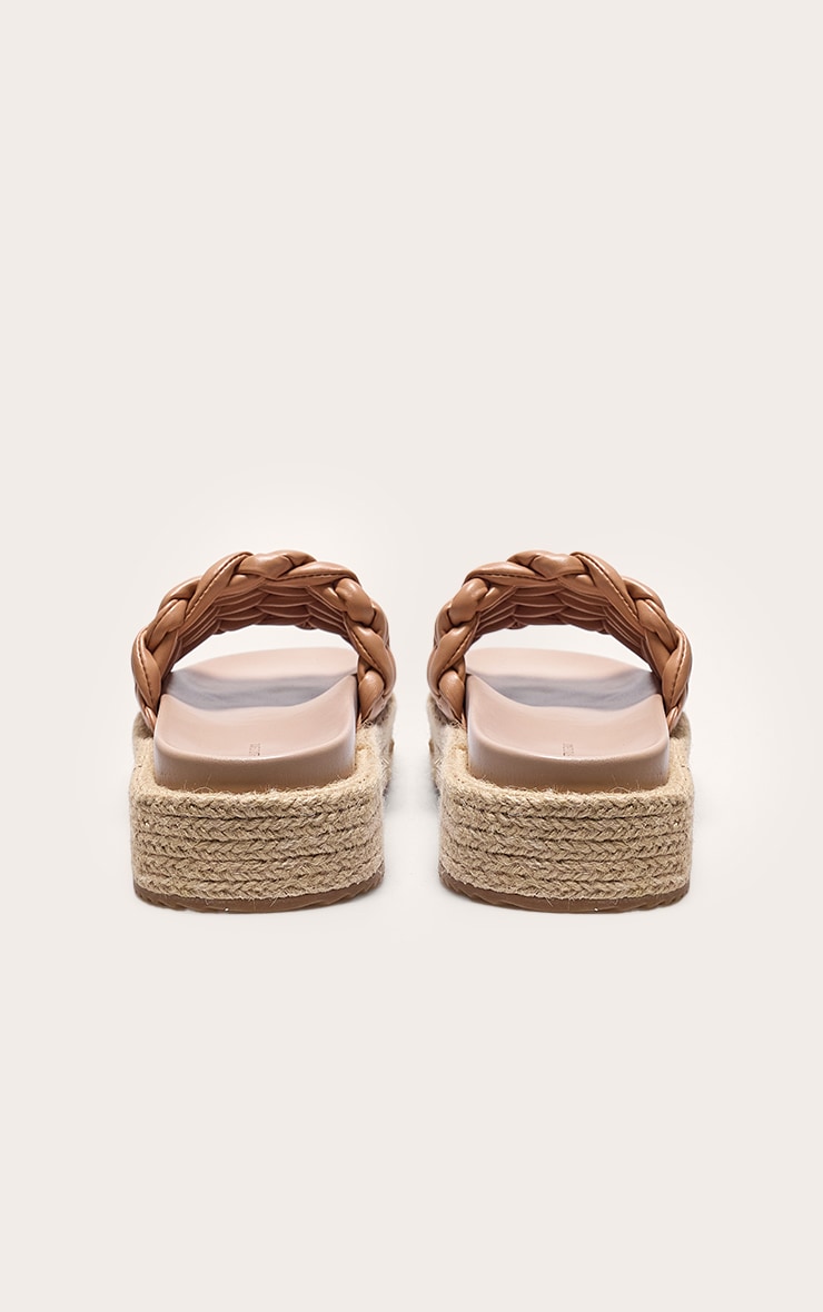 Tan Pu Woven Round Toe Platform Chunky Espadrille Sandals image 3