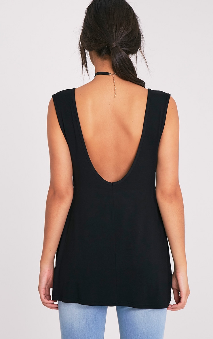 Basic Black Jersey V Back Longline Vest Tops PrettylittleThing