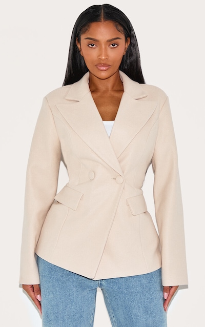 Shape Blazer en effet laine gris pierre à taille cintrée