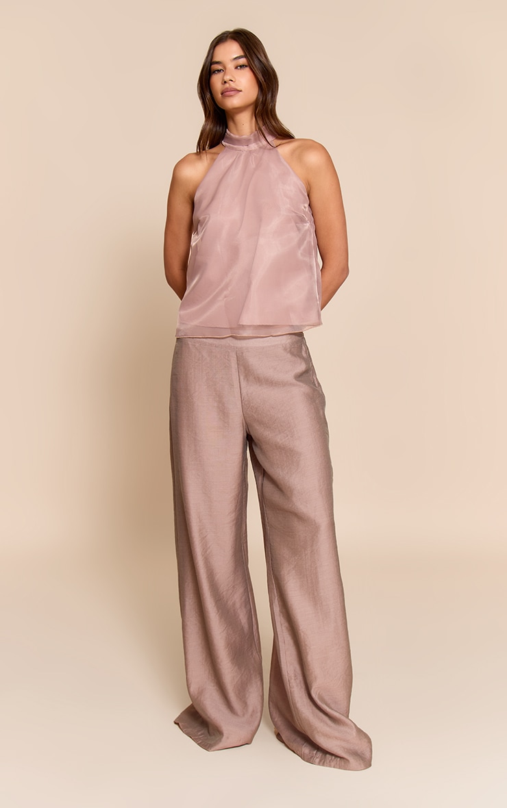Mauve Chiffon High Neck Sleeveless Cami Top image 3