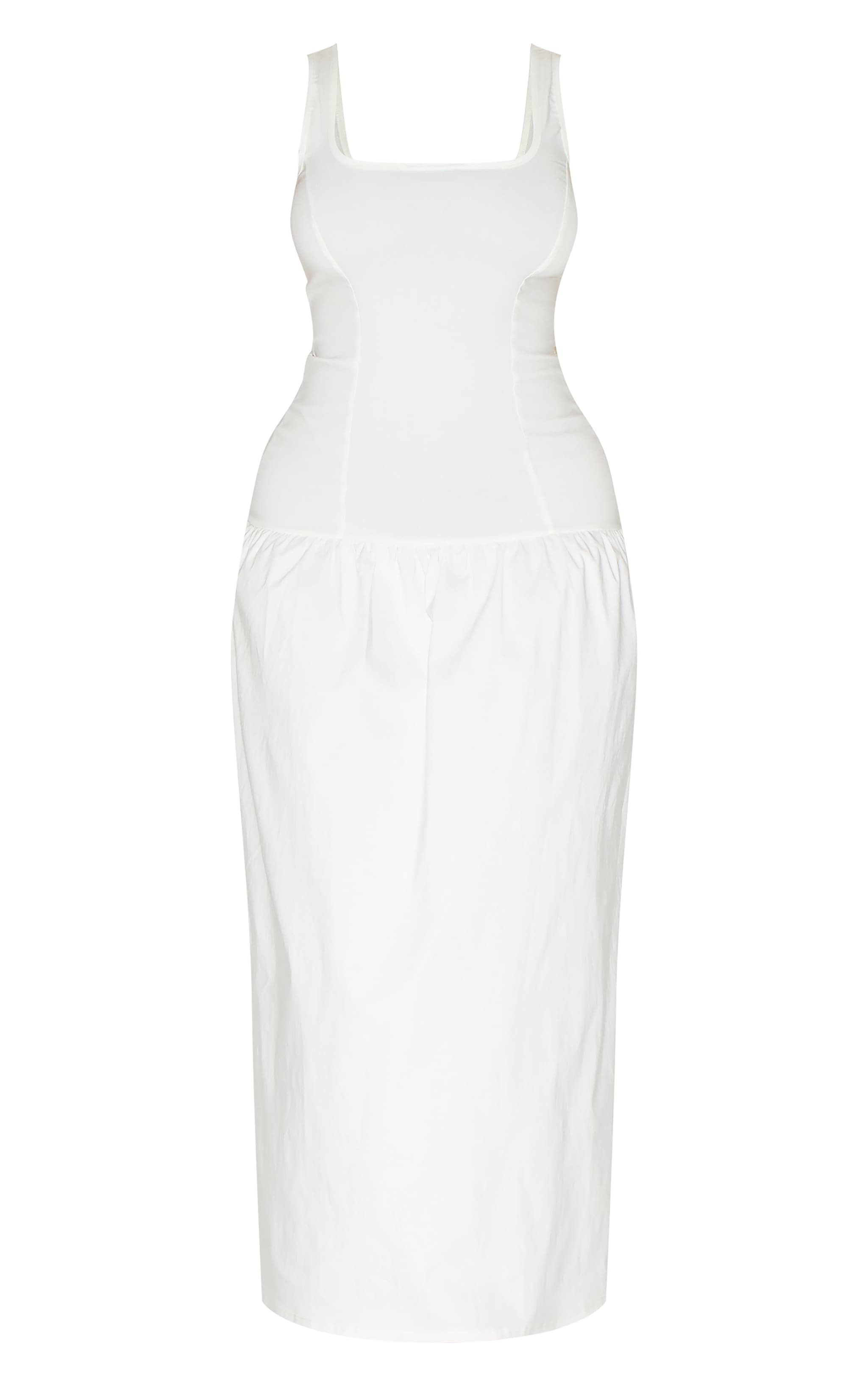 Shape Butter Cream Stretch Woven Square Neck Dropped Hem Maxi Shift Dress image 5