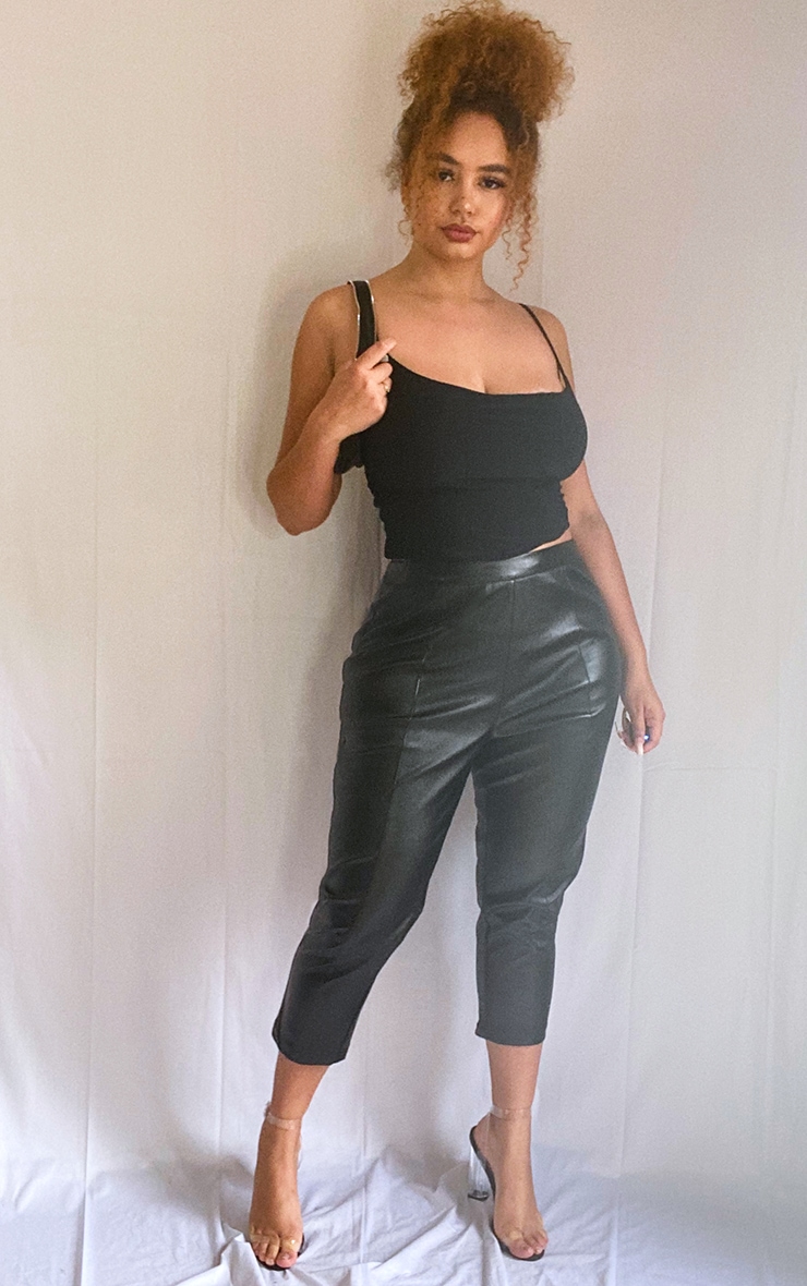 PLT Plus - Pantacourt effet cuir noir
