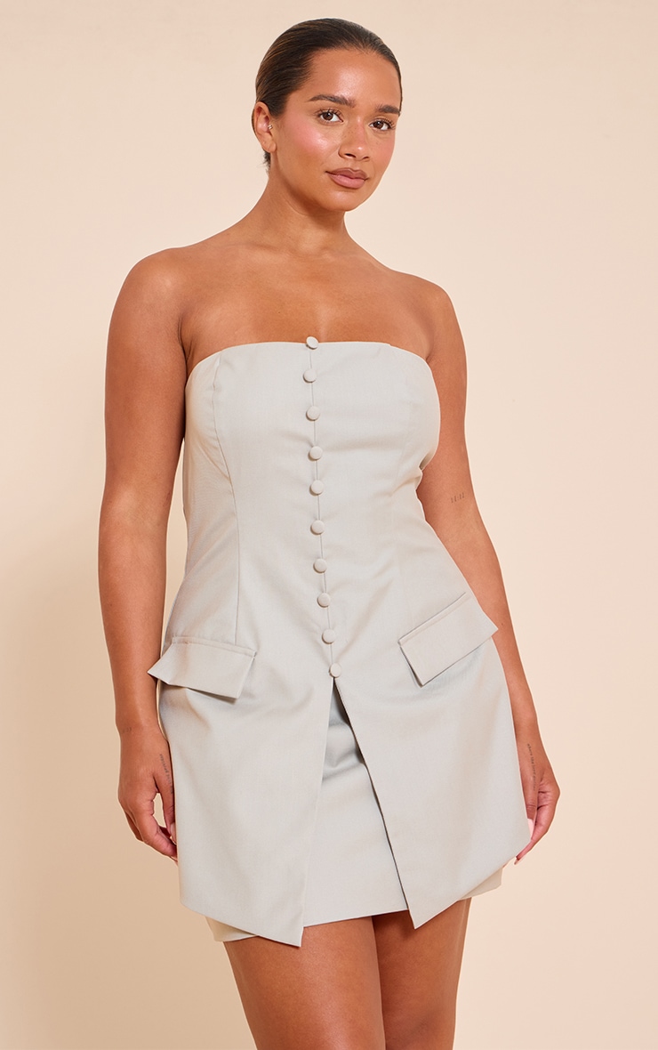 Shape Grey Tailored Button Front Mini Dress image 1