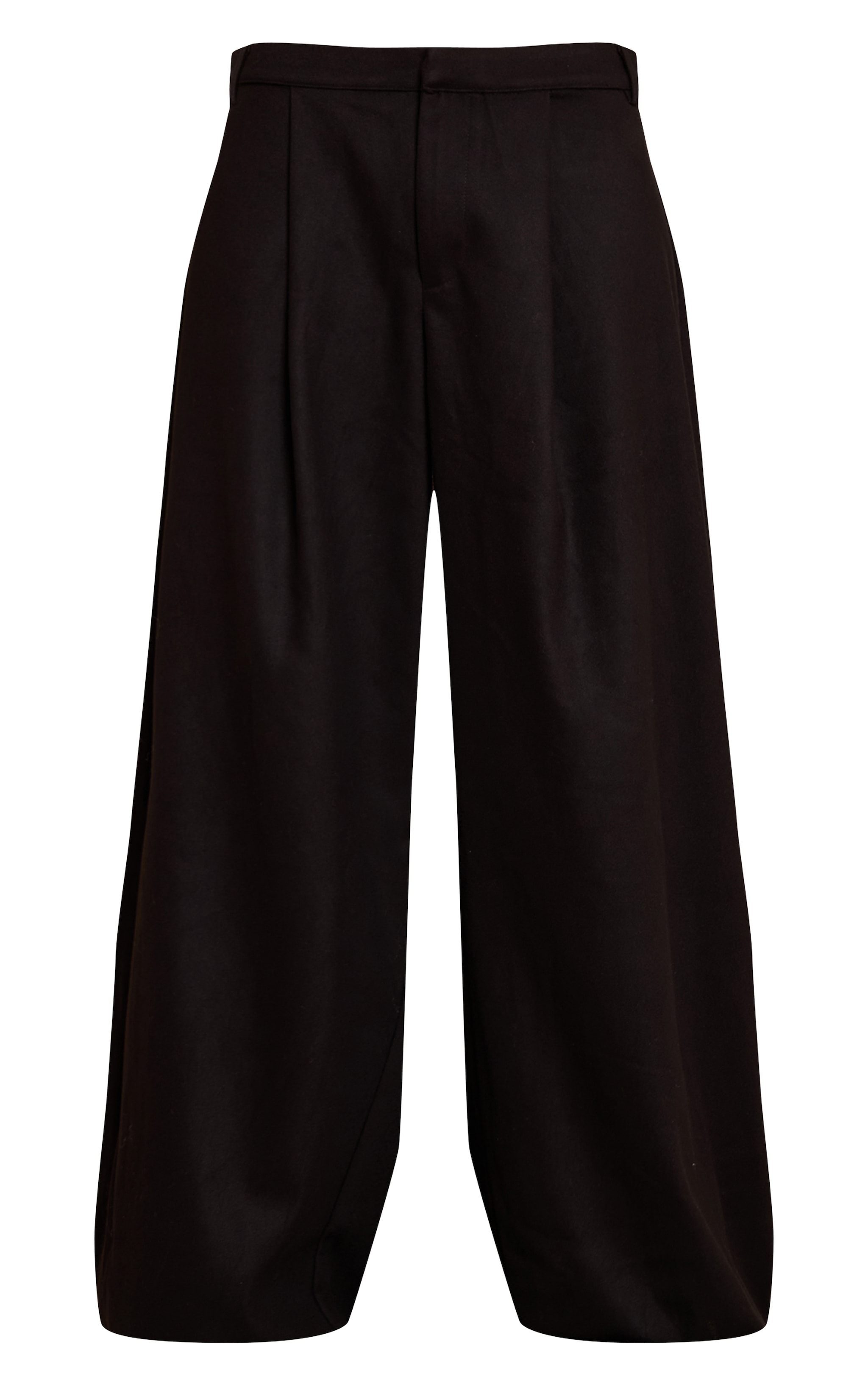 Black Brushed Woven Balloon Trousers