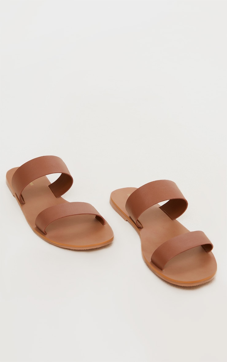 Tan Wide Fit Leather Twin Strap Sandal image 3