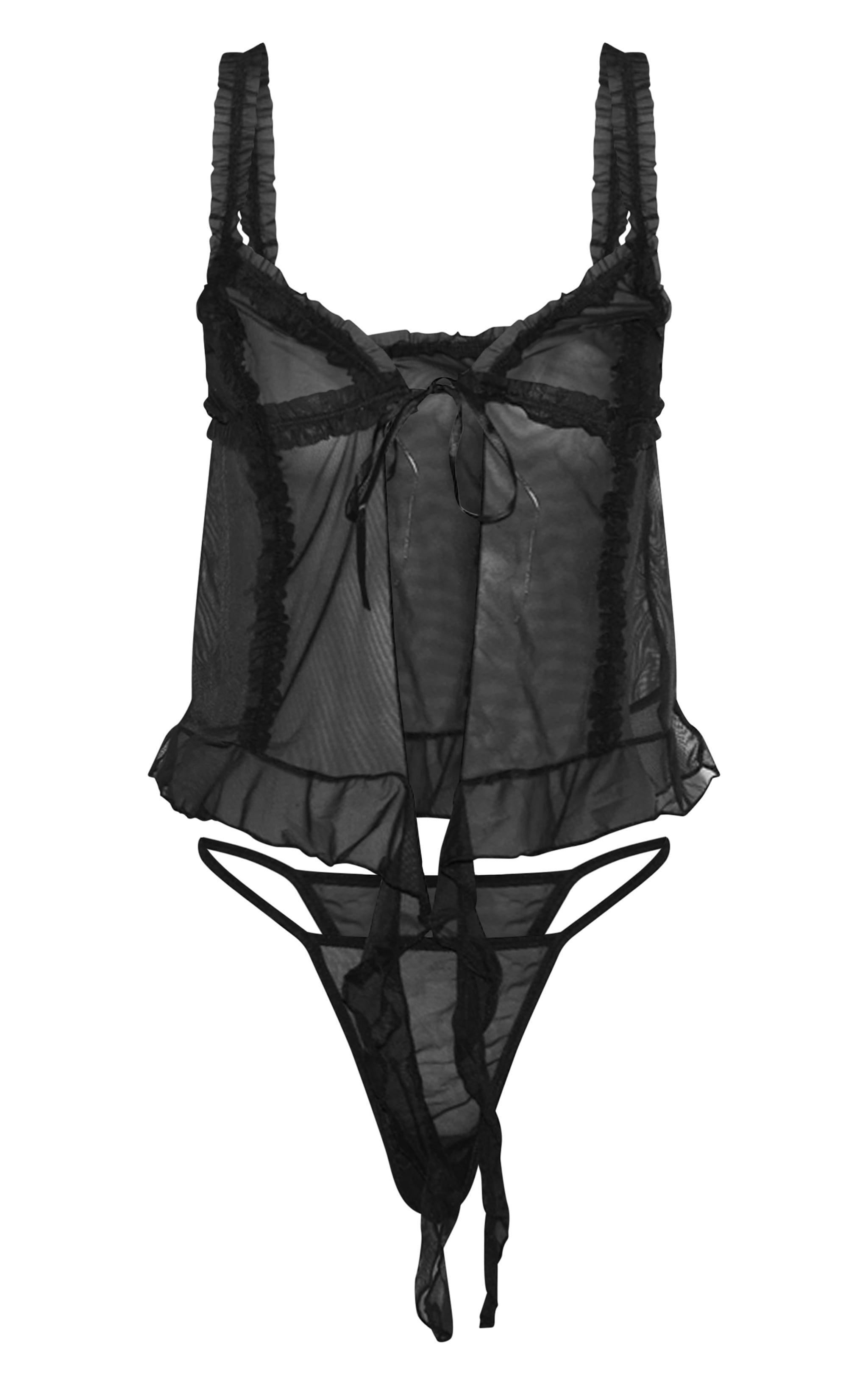 Ensemble de lingerie en mesh noir noué devant image 5