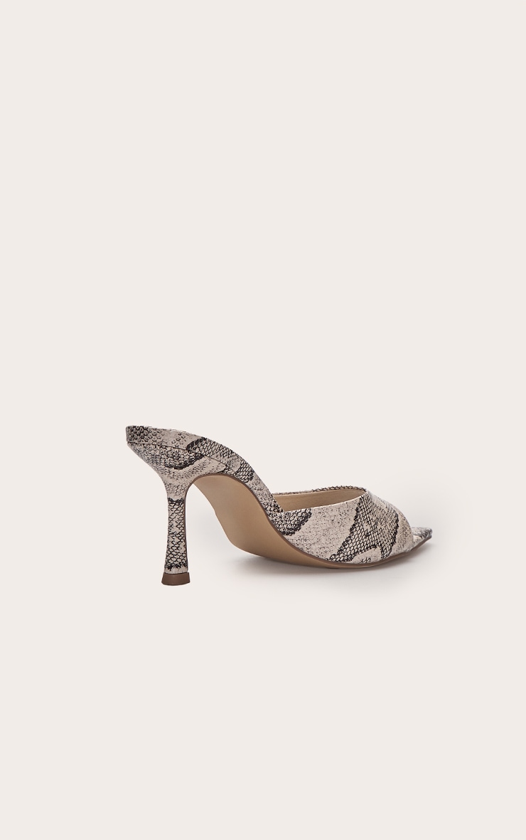 Natural Snake Point Toe Heeled Mules image 4