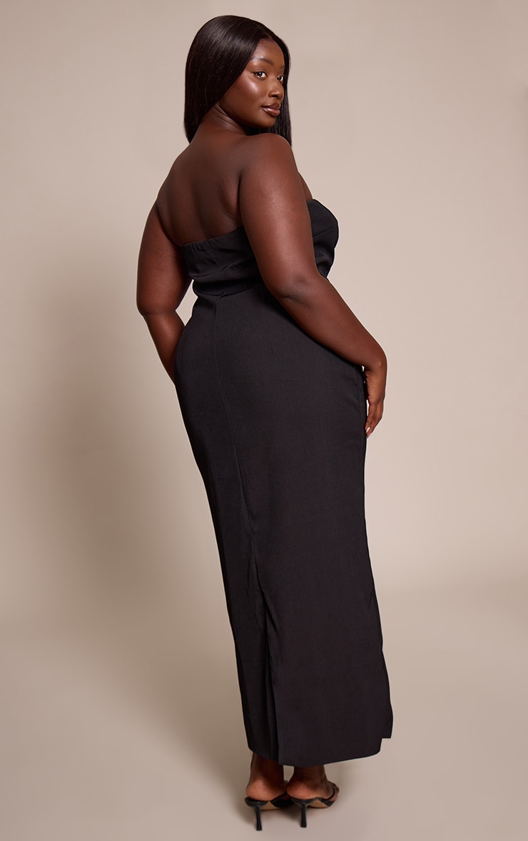 Plus Black Trim Detail Bandeau Bodycon Maxi Dress image 2