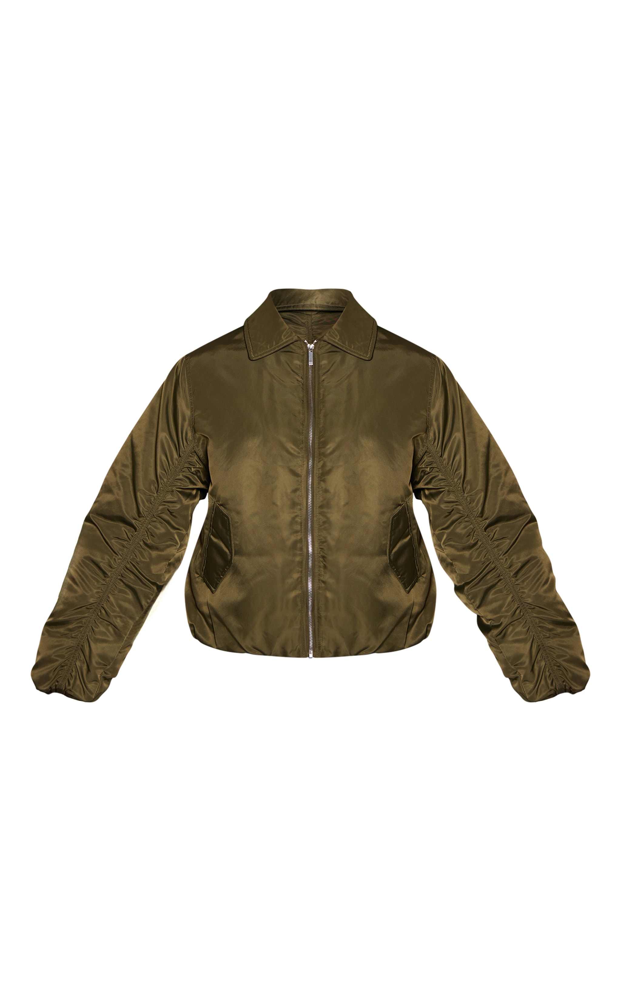 Olive Oversized Cocoon Sleeve Bomber Jacket image 5