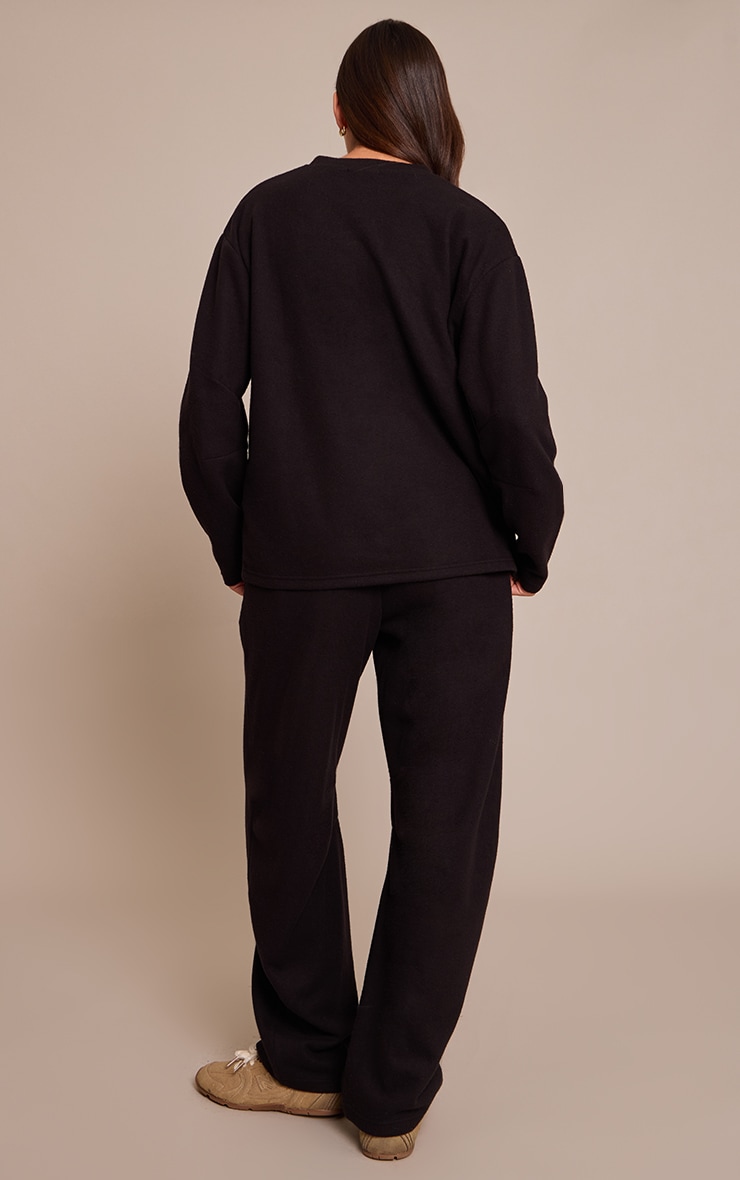 Pantalon droit brossé côtelé noir à pinces image 3