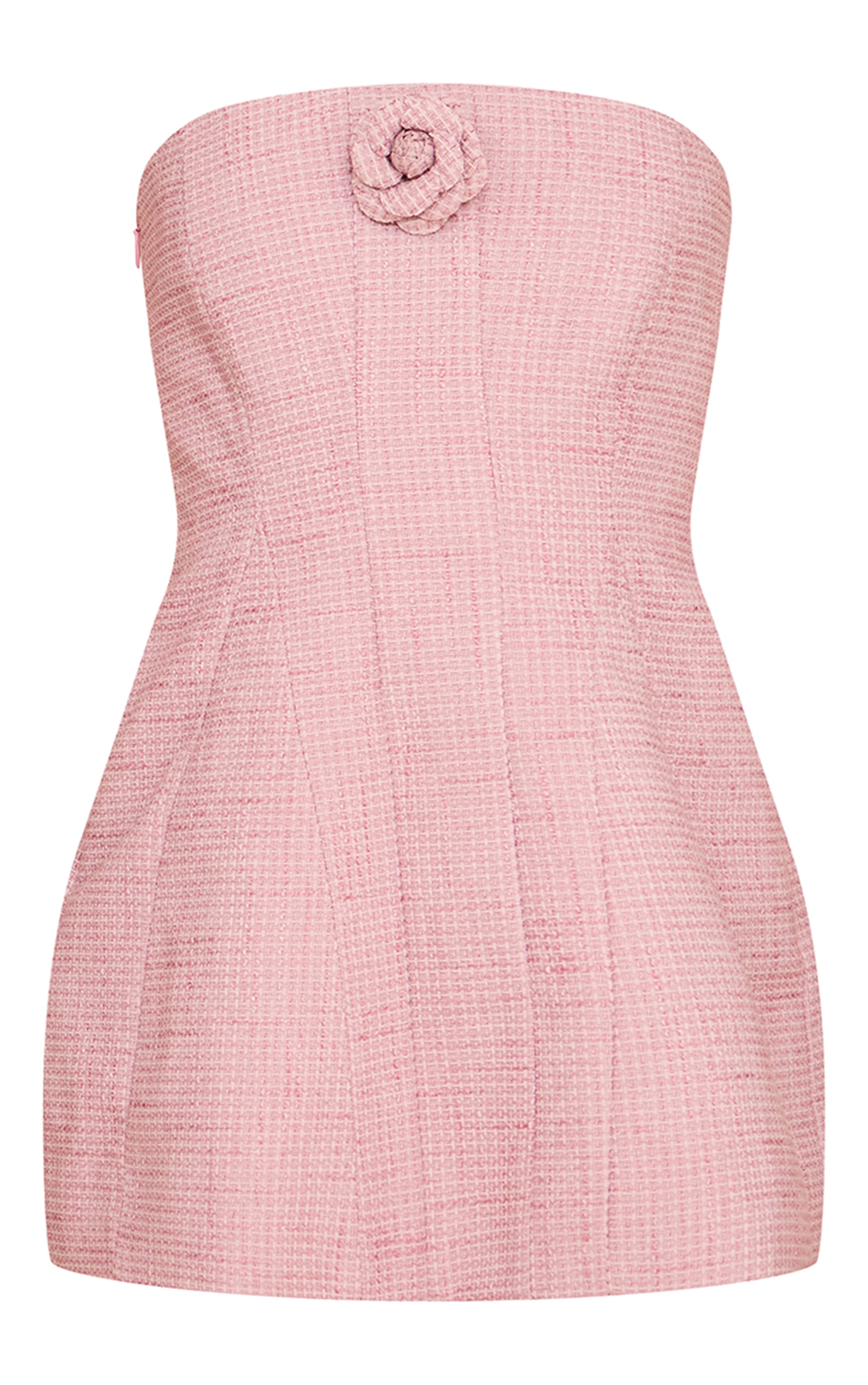 Premium Pale Rose Boucle Camellia A-line Dress image 5