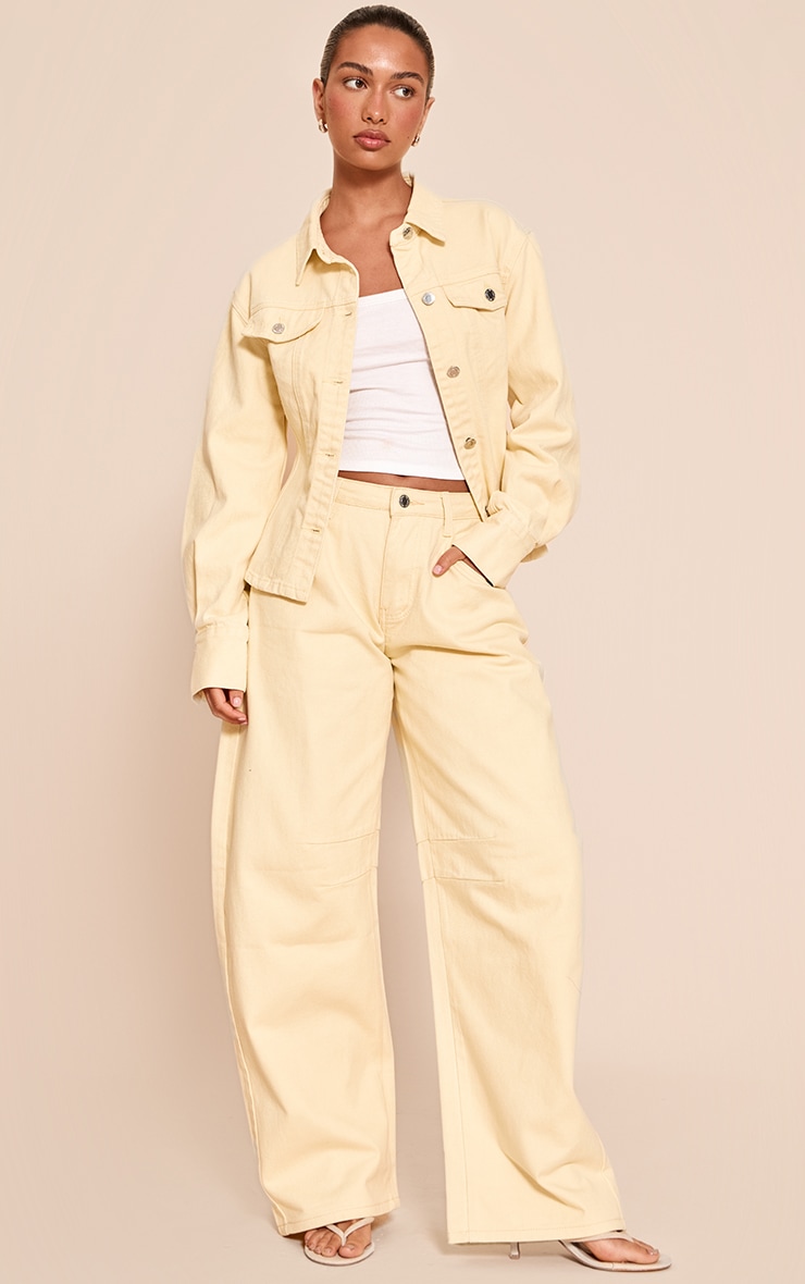 Butter Cream Long Sleeved Cinched Waist Denim Shirt image 3