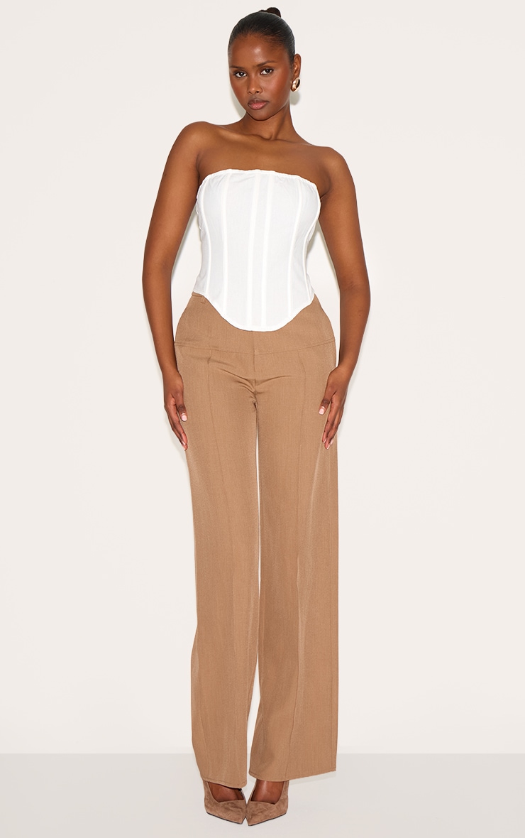 White Linen Blend Boned Corset image 3