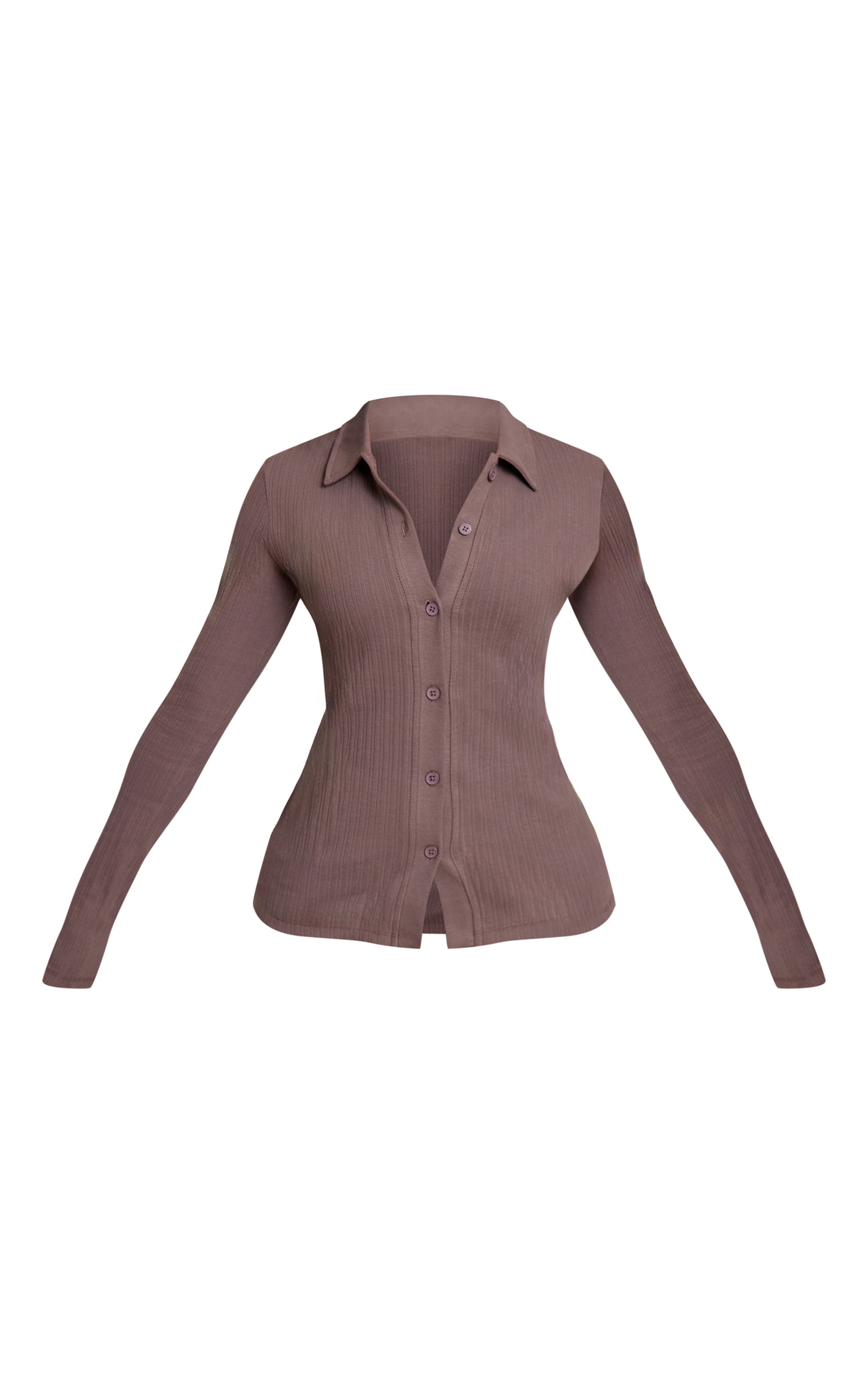Petite Chemise côtelée taupe à boutons image 5