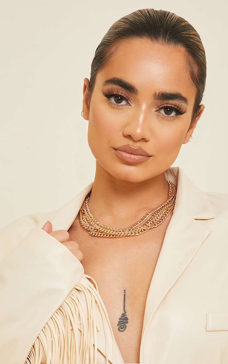 Gold Four Row Chain Choker
