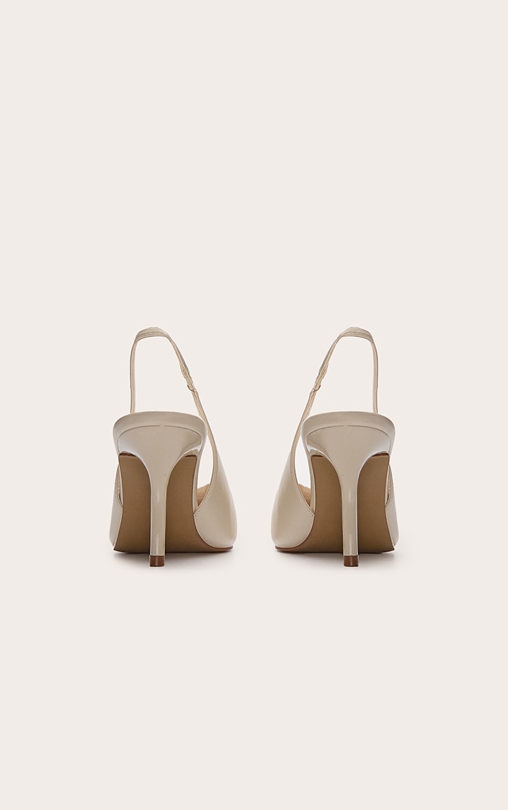 Almond PU Pointed Toe Slingback Heels image 4