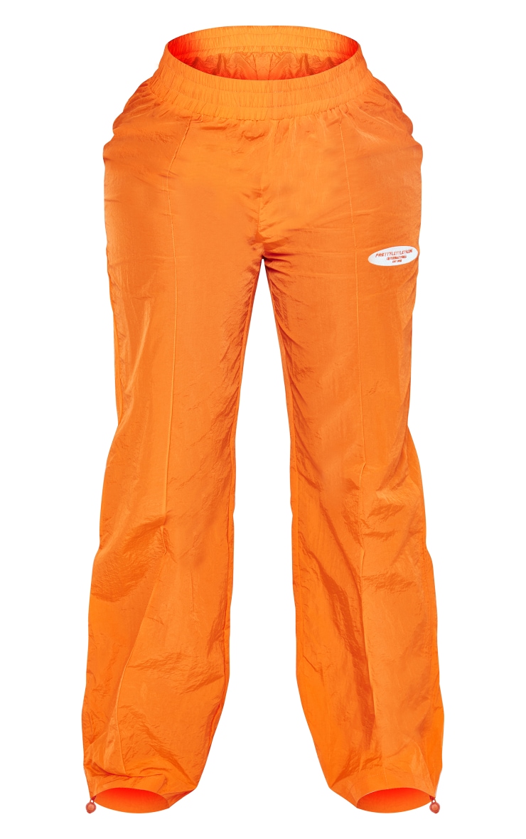 PRETTYLITTLETHING Shape Orange Nylon Ruched Ankle Cargo Trouser image 5