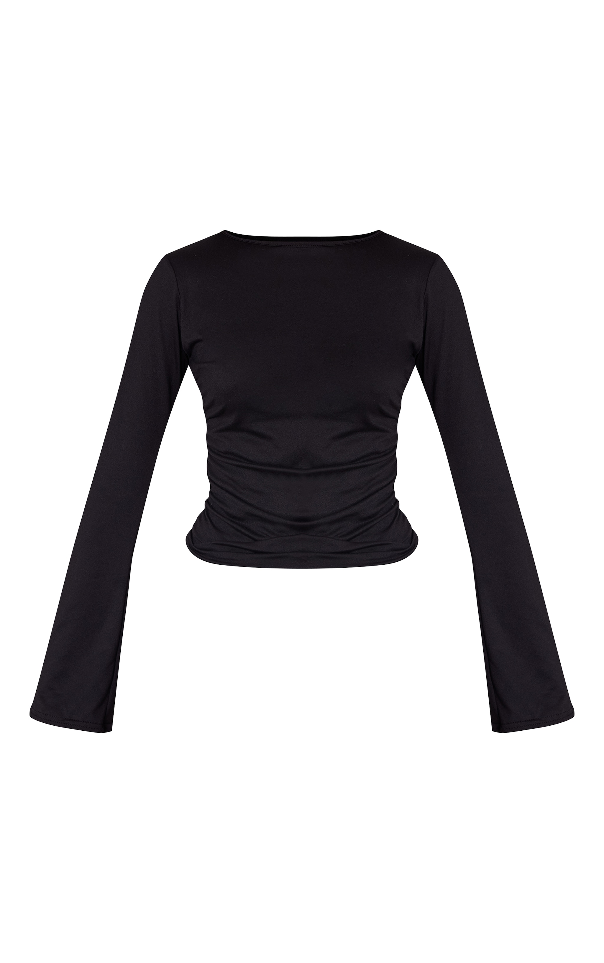 Black Soft Jersey Flared Long Sleeve Top  image 5