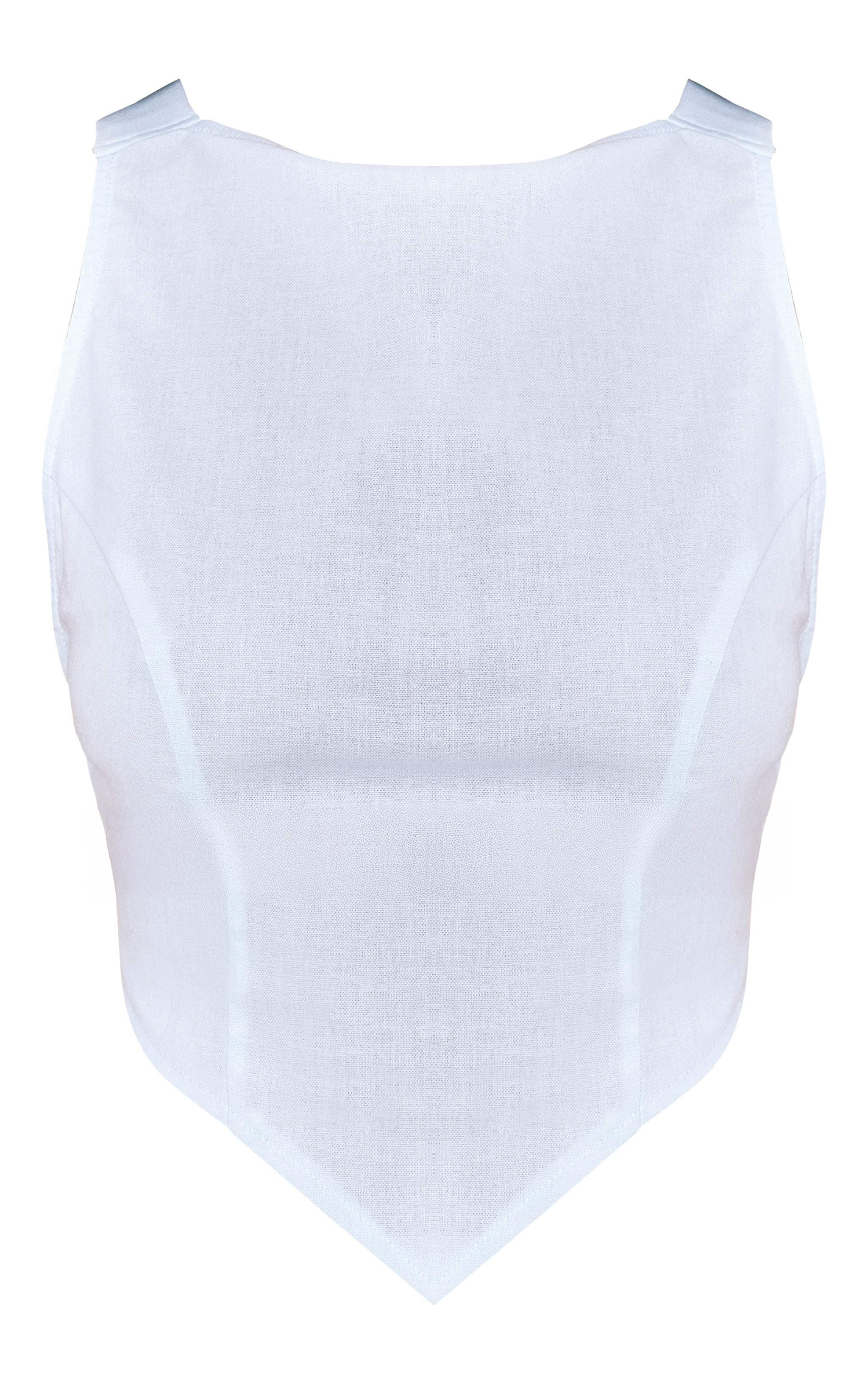 Baby Blue Linen Look Woven Open Back Top image 5