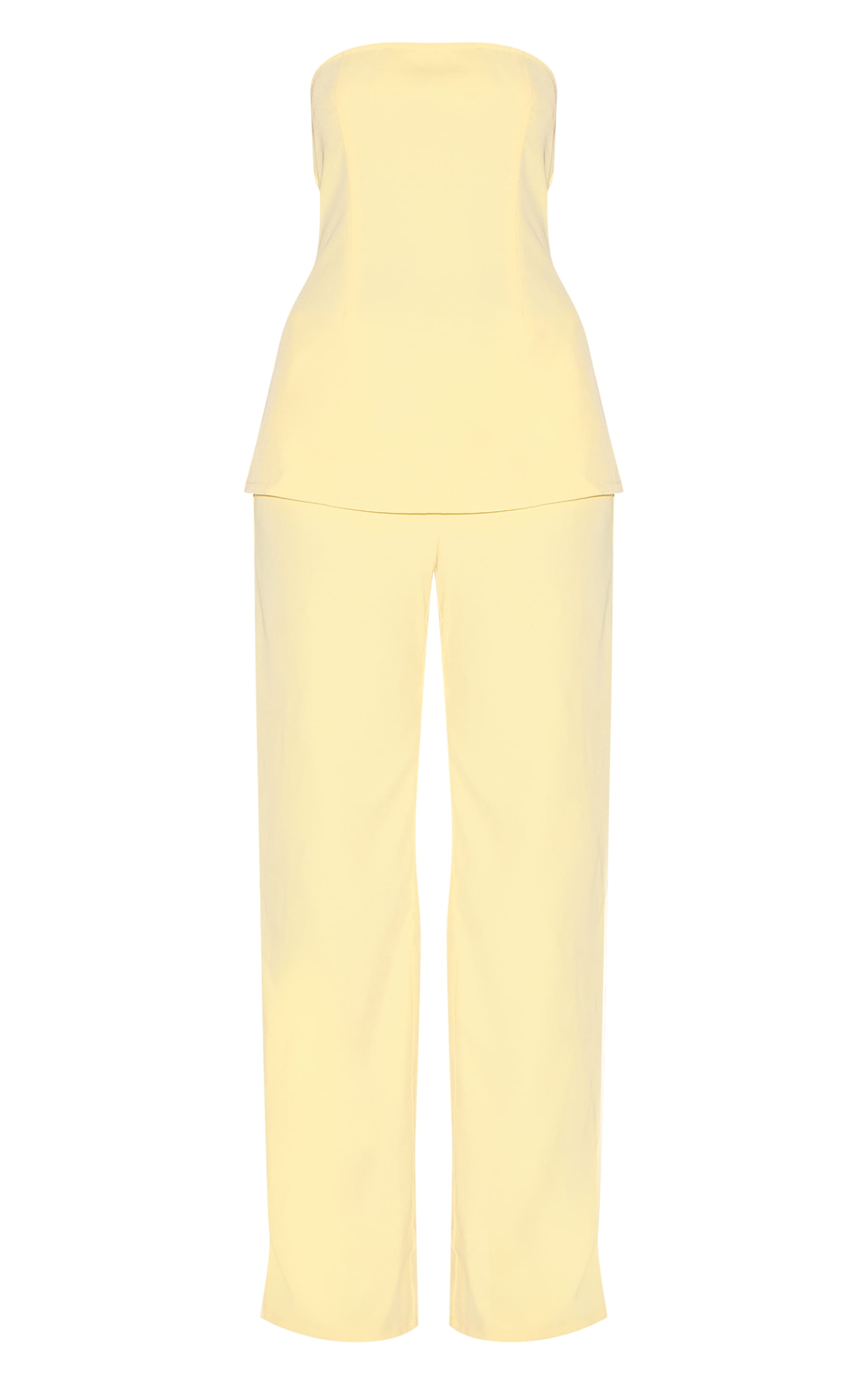 Combinaison de tailleur flare tissée jaune citron à détail bustier long image 5