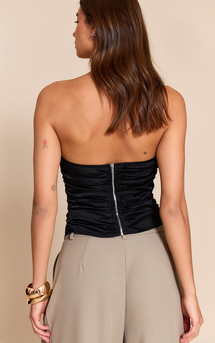 Black Satin Ruched Corset image 2