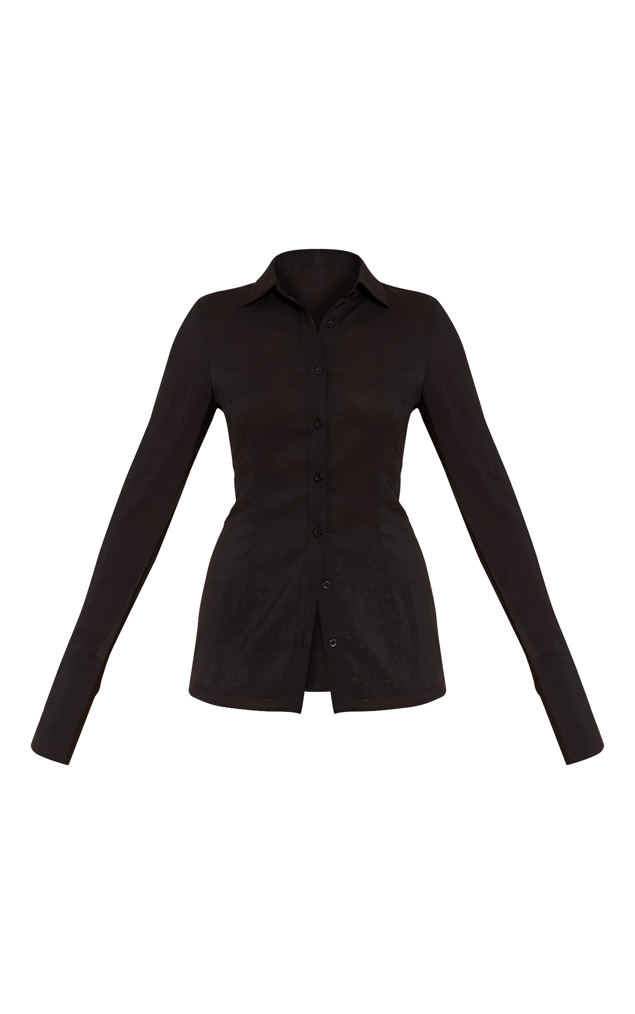Black Chiffon Fitted Shirt image 5