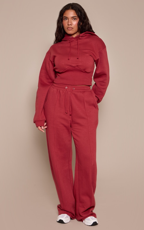 Shape Rosewood Sweat Seam Detail Wide Leg Track Pants