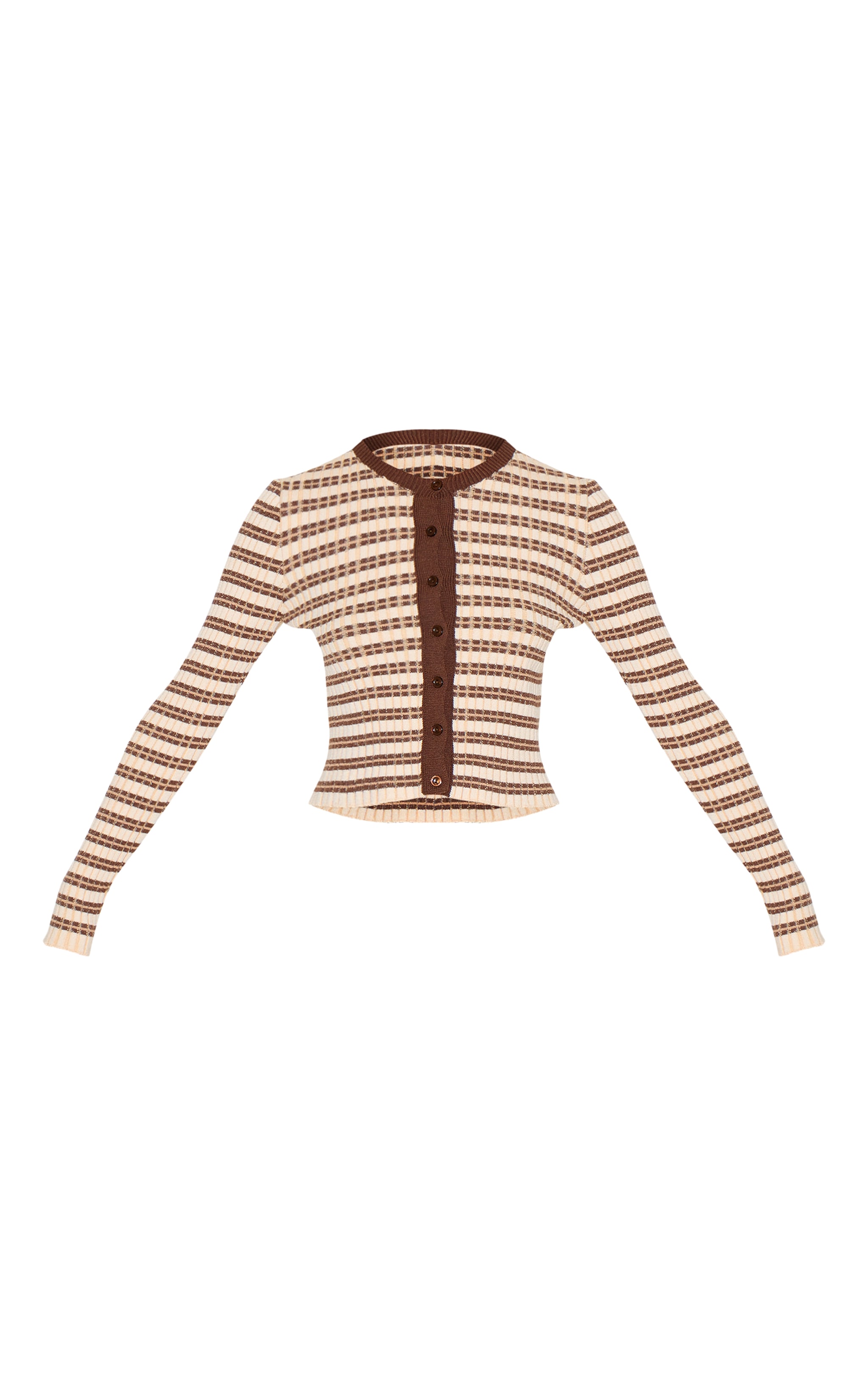 Tall Chocolate Stripe Knitted Cardigan image 5