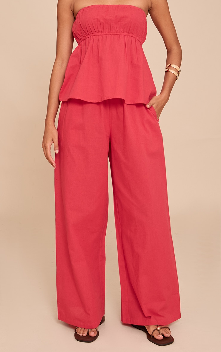 Tomato Red Floaty Wide Leg Pants image 2