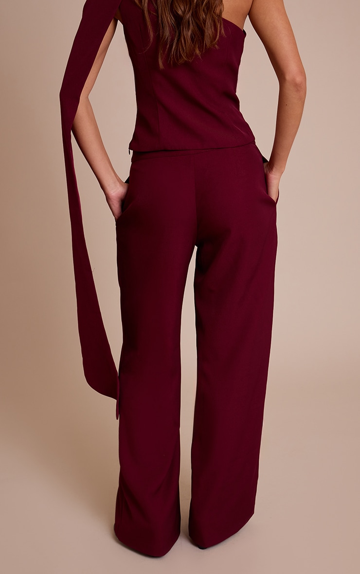 Wine Tailored Woven Seam Detail Pants image 3