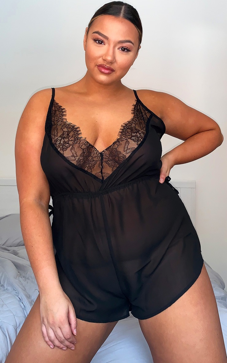 Plus Keke Black Chiffon Teddy