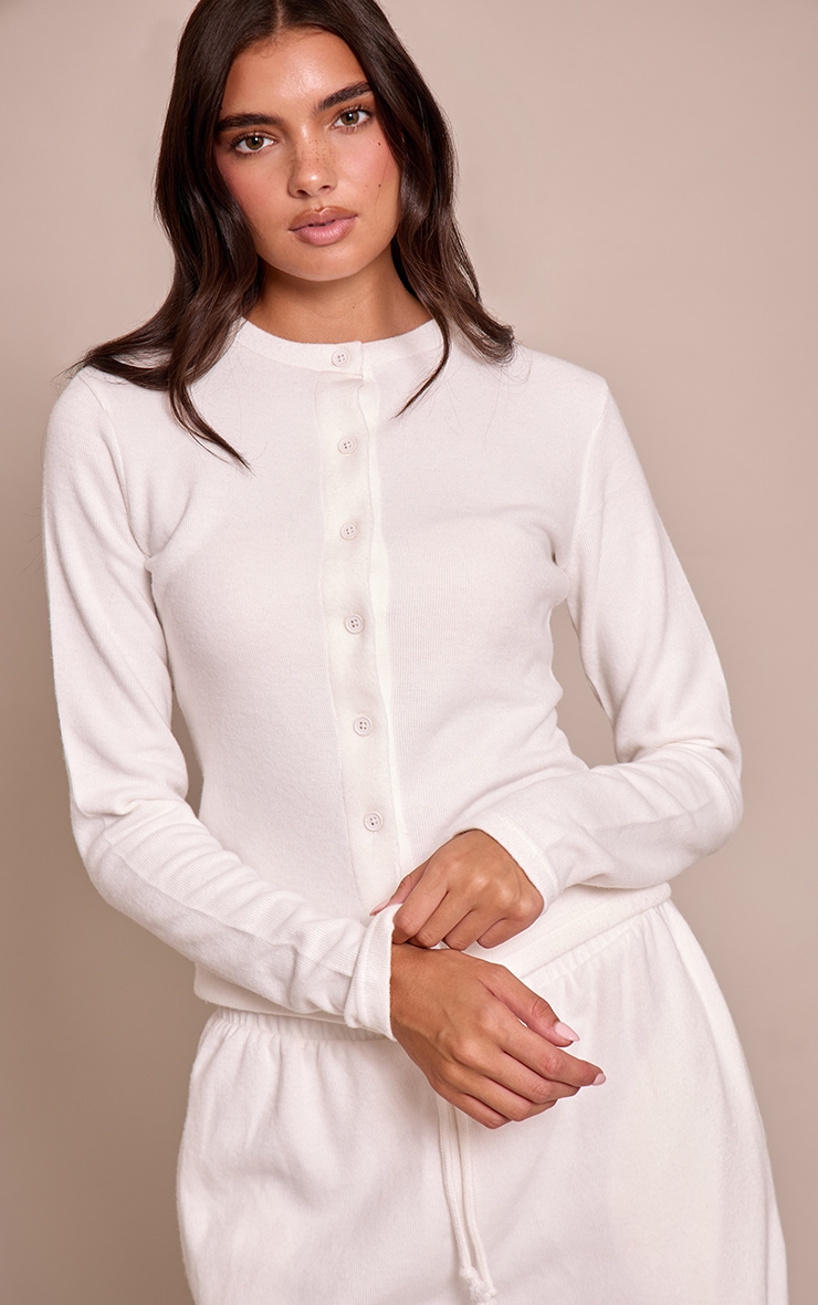 Cream Soft Touch Button Down Top image 1