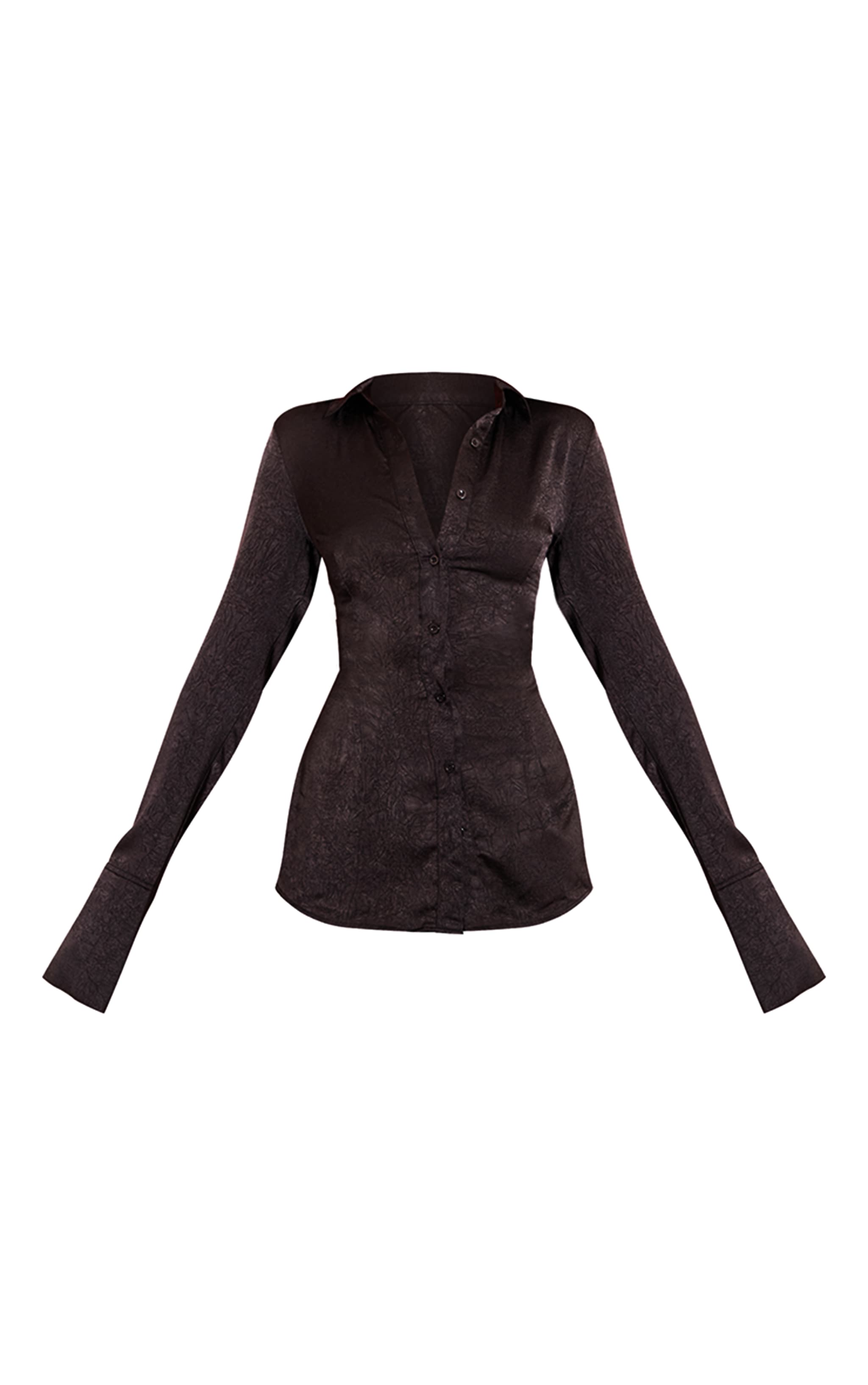 Black Textured Fitted Shirt image 5