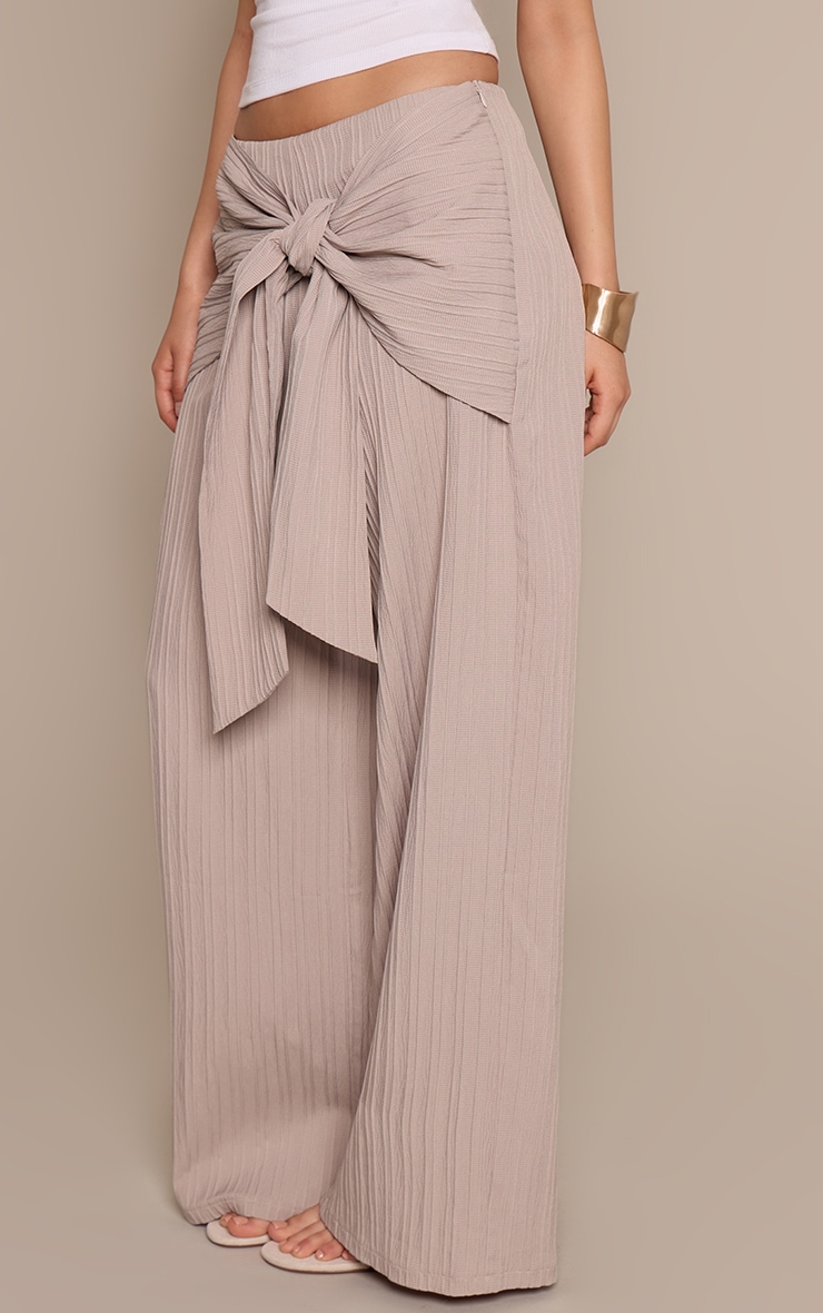 Mushroom Textured Woven Wrap Tie Pants image 2