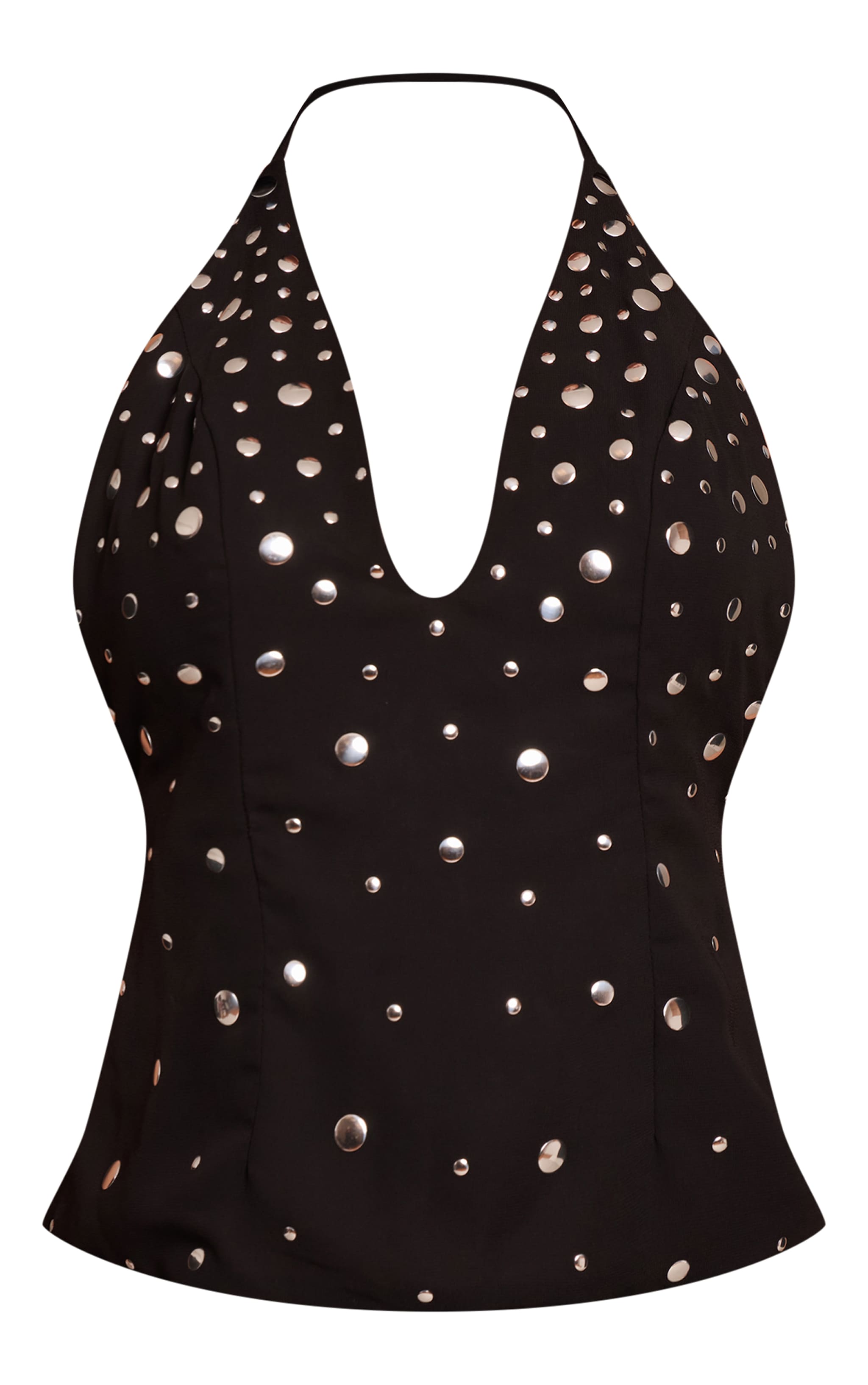 Black Chiffon Studded Halterneck Top image 5