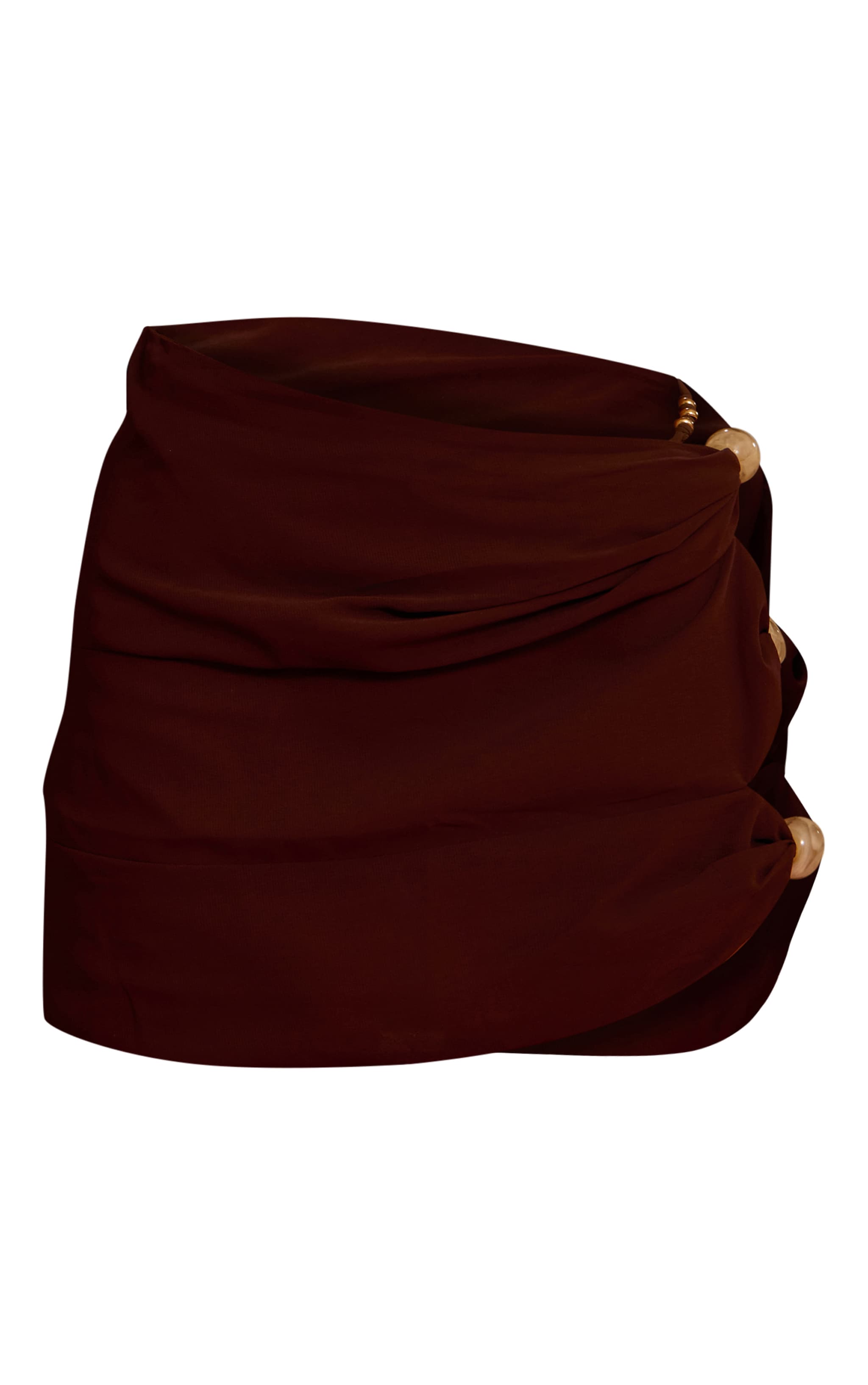 Chocolate Chiffon Large Bead Cut Out Mini Beach Skirt image 6
